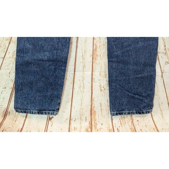Wrangler Mens 33x32 Blue Denim Jeans Solid Pure Cotton Pockets Tapered Mid Rise - Picture 4 of 7
